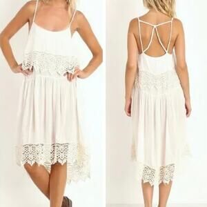 Free People Intimately Star Crochet Midi Dress Cream White Bridal Medium